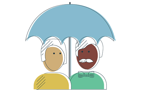 People under umbrella illustration